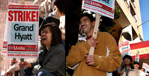 Hotel worker striking at Grand Hyatt