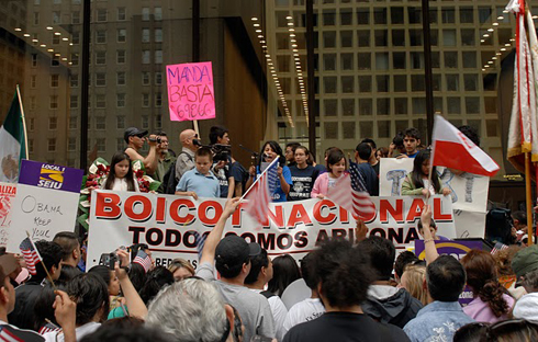 Protesters in Chicago for Nation March for  Immigration Reform on International Workers Day